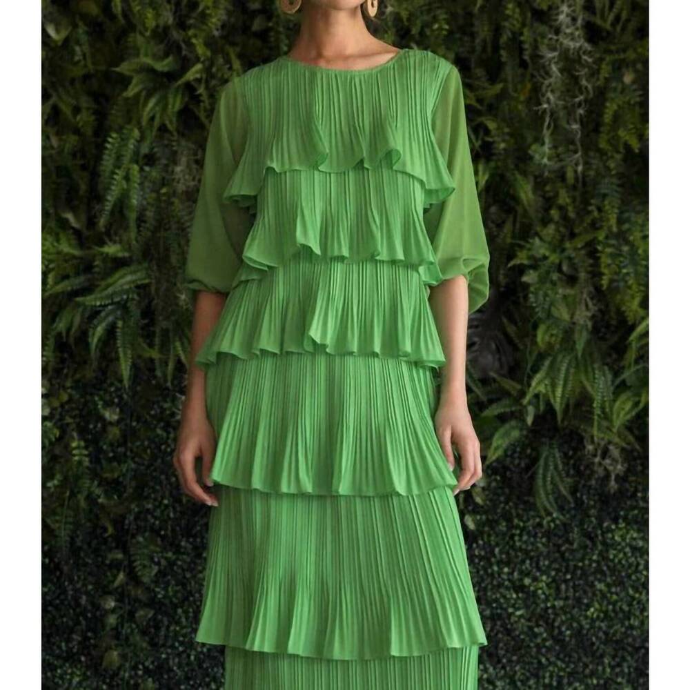 NEW JOH jessiah woven ruffle top in apple green